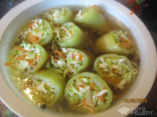 Рецепт: Маринованный перец фаршированный капустой - за два дня