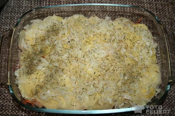 Рецепт: Картофельная запеканка с ветчиной - в греческом стиле